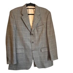 IZOD Mens Lambswool Blazer Houndstooth Tweed Sport Coat Jacket Size 42R Academia